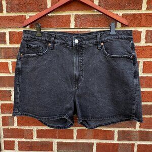 Old Navy Black Denim Shorts Sz 16 OG Straight High Rise Secret Smooth Pockets …